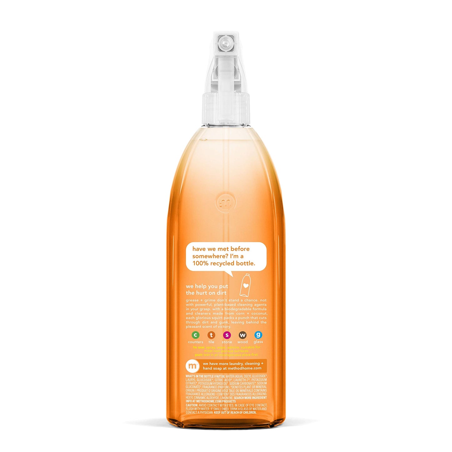 Method All-Purpose Cleaner Spray, Ginger Yuzu, Plant-Based and Biodegradable Formula Perfect for Most Counters, Tiles, Stone, and More, 28 oz Spray Bottle, (Pack of 8)