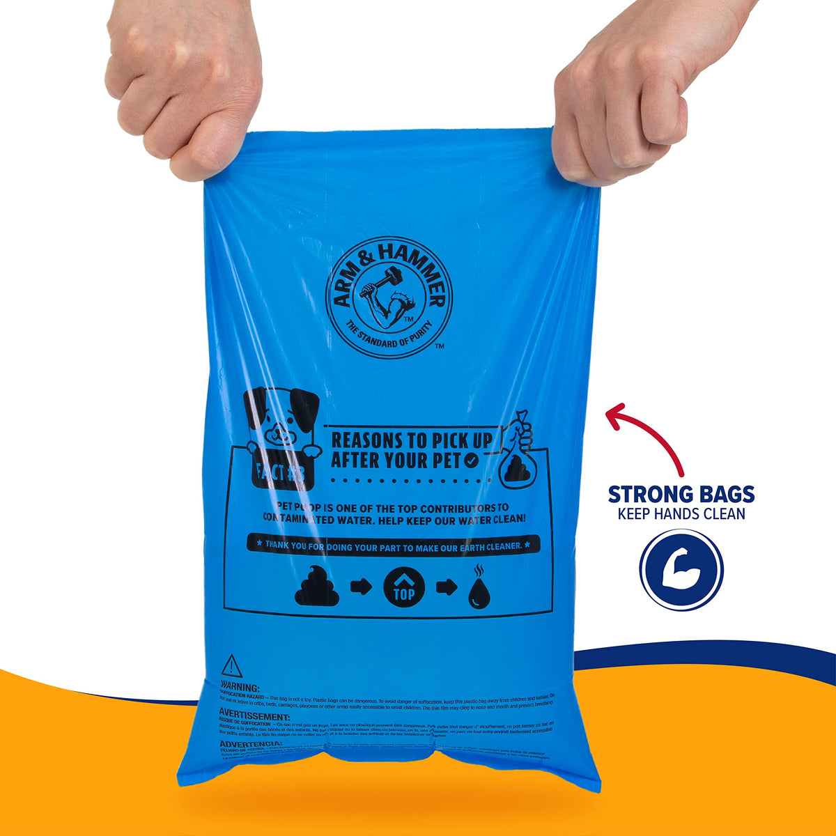Arm & Hammer Easy-Tear Disposable Dog Poop Bag Refills, Fresh Scent Odor Control, Blue, 90 Dog Poop Bags 7 x 2.5 Inches