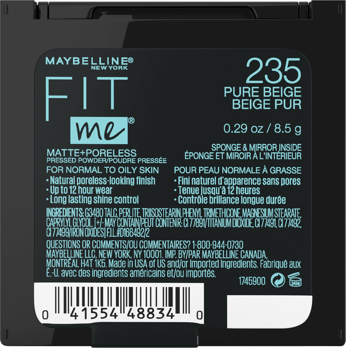 Maybelline Fit Me Matte + Poreless Pressed Face Powder Makeup & Setting Powder, Pure Beige, 1 Count