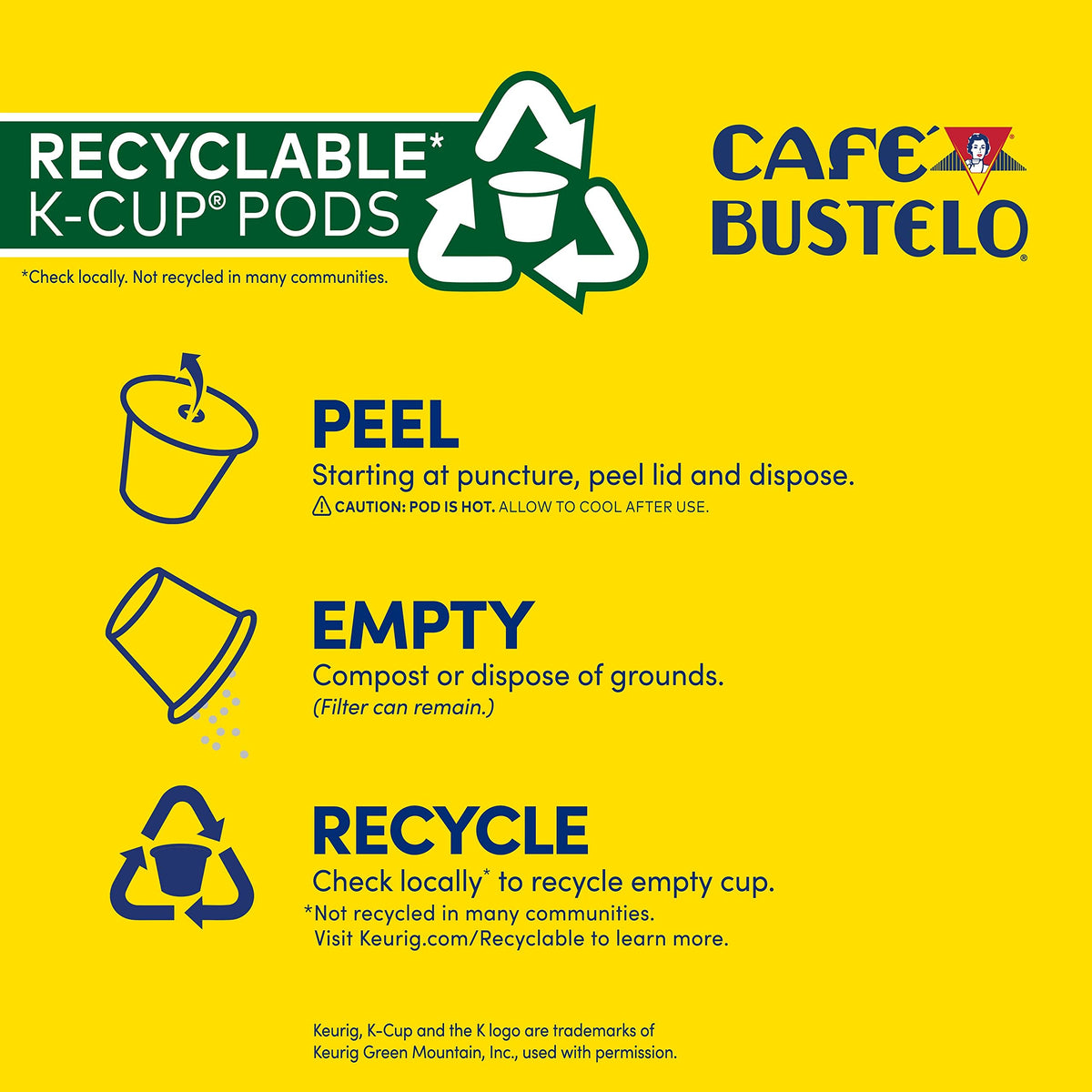 Café Bustelo Espresso Style Dark Roast Coffee, 128 Keurig K-Cup Pods