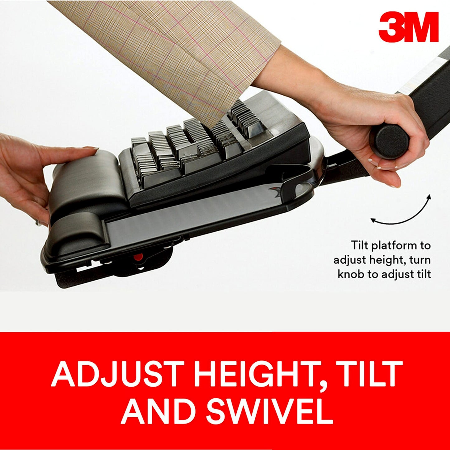 3M Keyboard Tray, Just Lift To Adjust Height And Tilt, Sturdy Tray Includes Gel Wrist Rest And Precise Mouse Pad, Swivels Side To Side And Stores Under Desk, 23" Track, Black (AKT90LE)