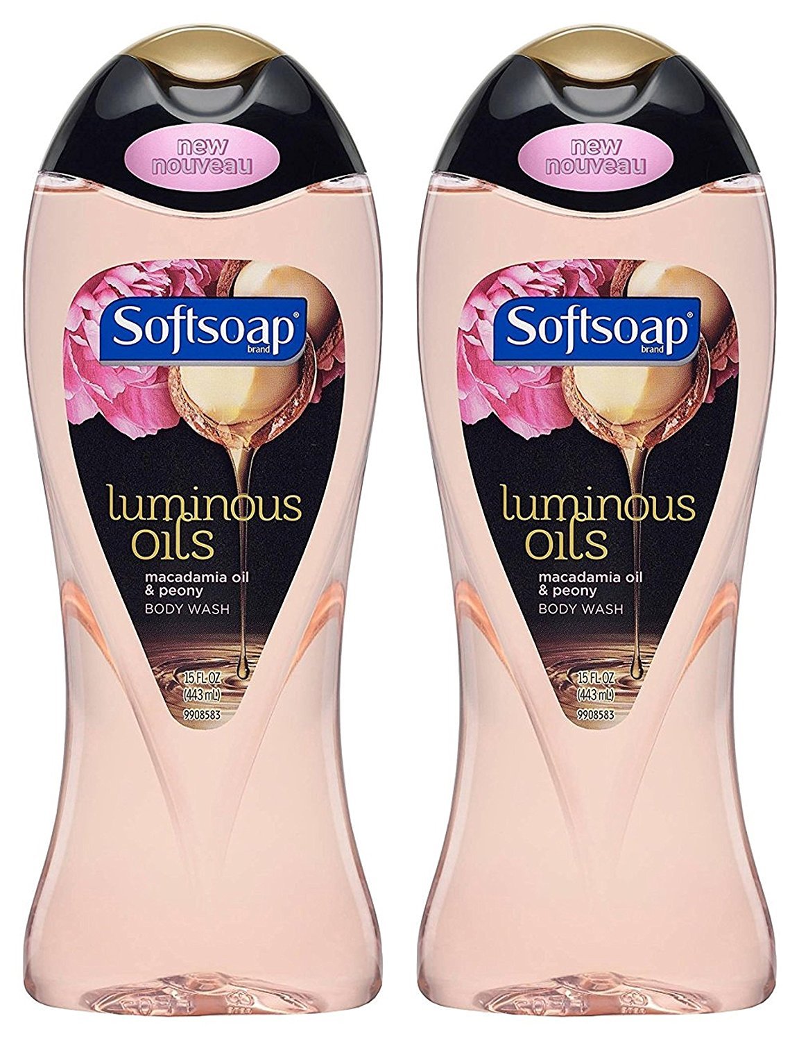 Softsoap Body Wash - Luminous Oils - Macadamia Oil & Peony - Net Wt. 15 FL OZ (443 mL) Per Bottle - Pack of 2