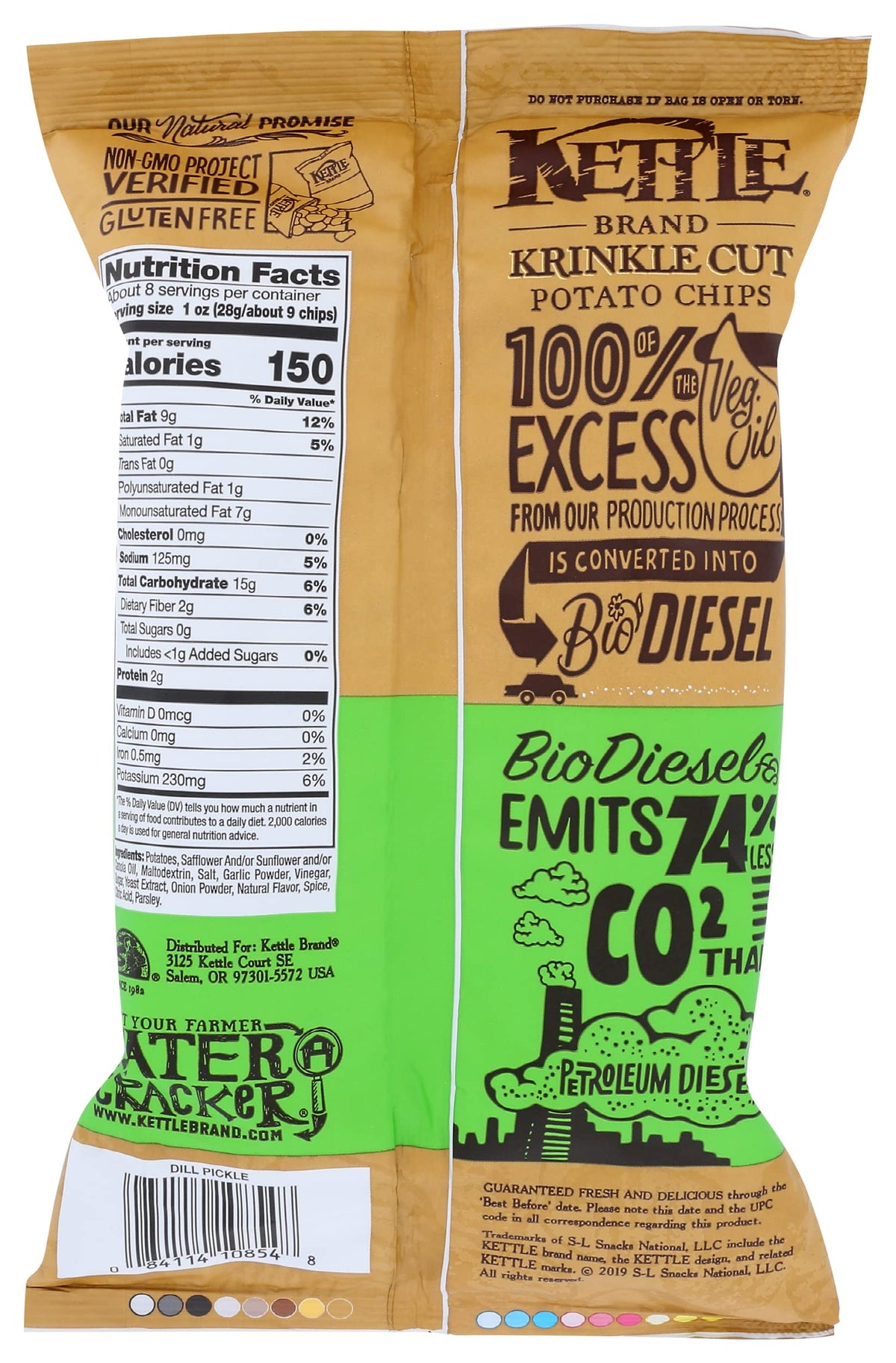 Kettle Foods Chip Krinkle Cut Dll Pickle, 8.5 oz