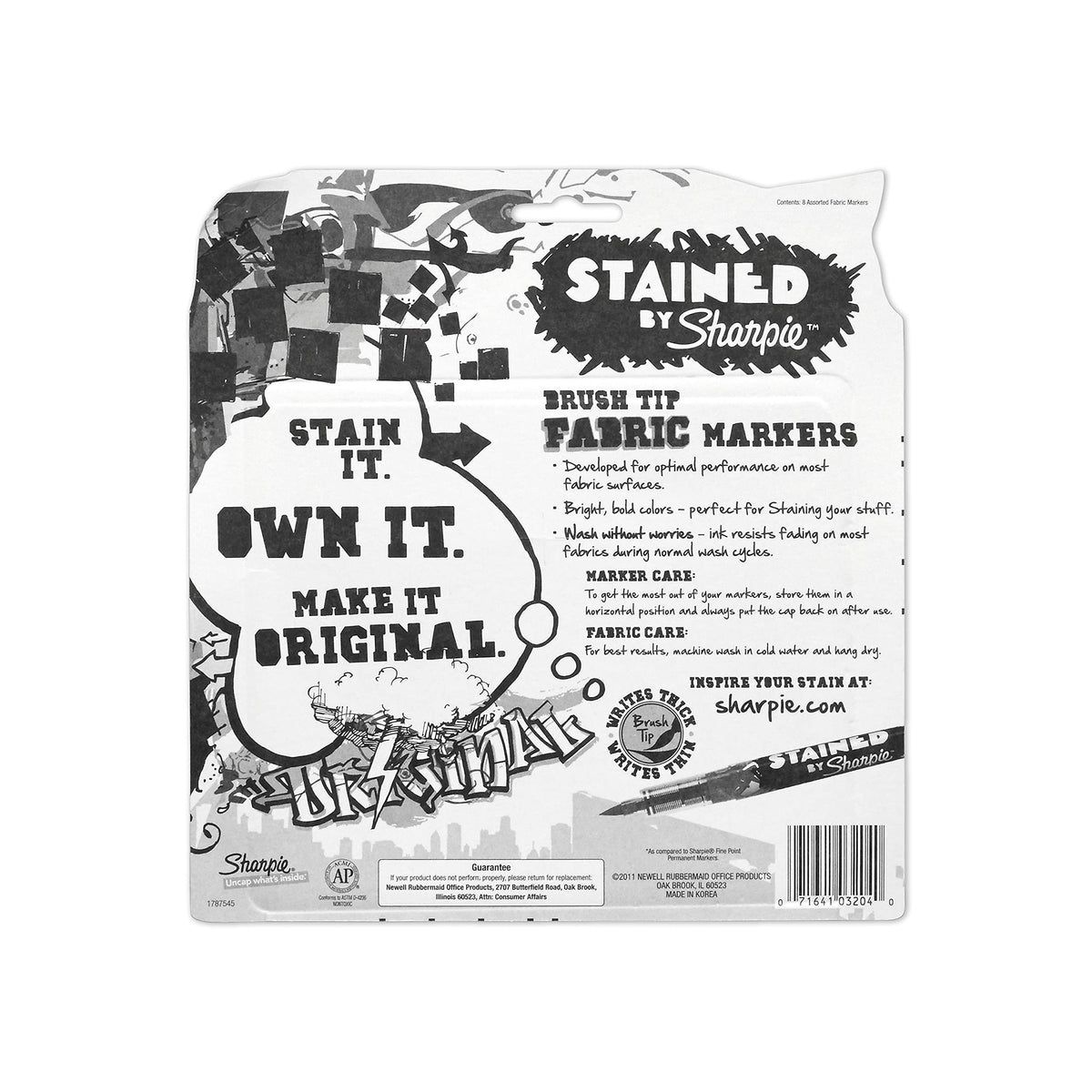 Sharpie Stained Fabric Marker, Assorted Colours, Pack of 8