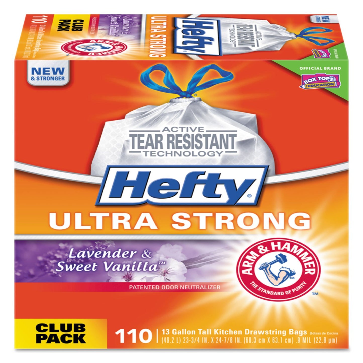 Hefty E84561CT Ultra Strong Scented Tall White Kitchen Bags, 13 gal, White, 330/Carton