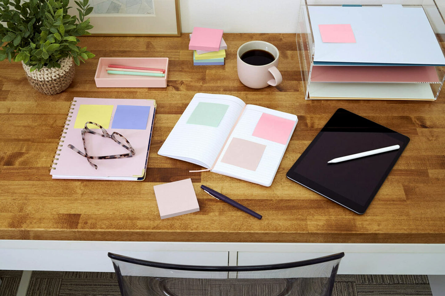 Post-it Greener Notes 3x5 in 5 Pads America's #1 Favorite Sticky Notes Helsinki Collection Pastel Colors (Pink Blue Mint Yellow) Clean Removal 100% Recycled Material (655-RP-A)