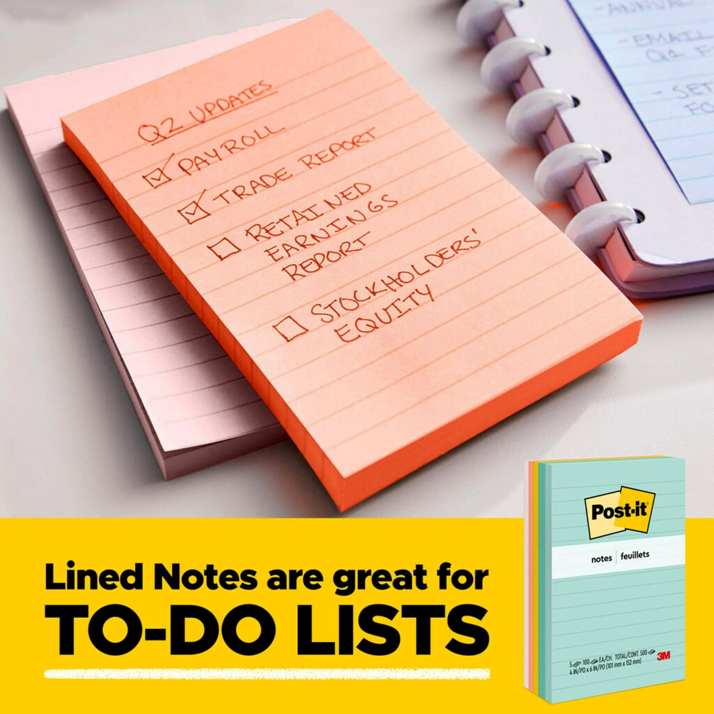 Post-it Notes, 1 3/8 in x 1 7/8 in, 24 Sticky Note Pads, 100 Sheets per Pad, Beachside Café Collection, School Supplies and Office Products