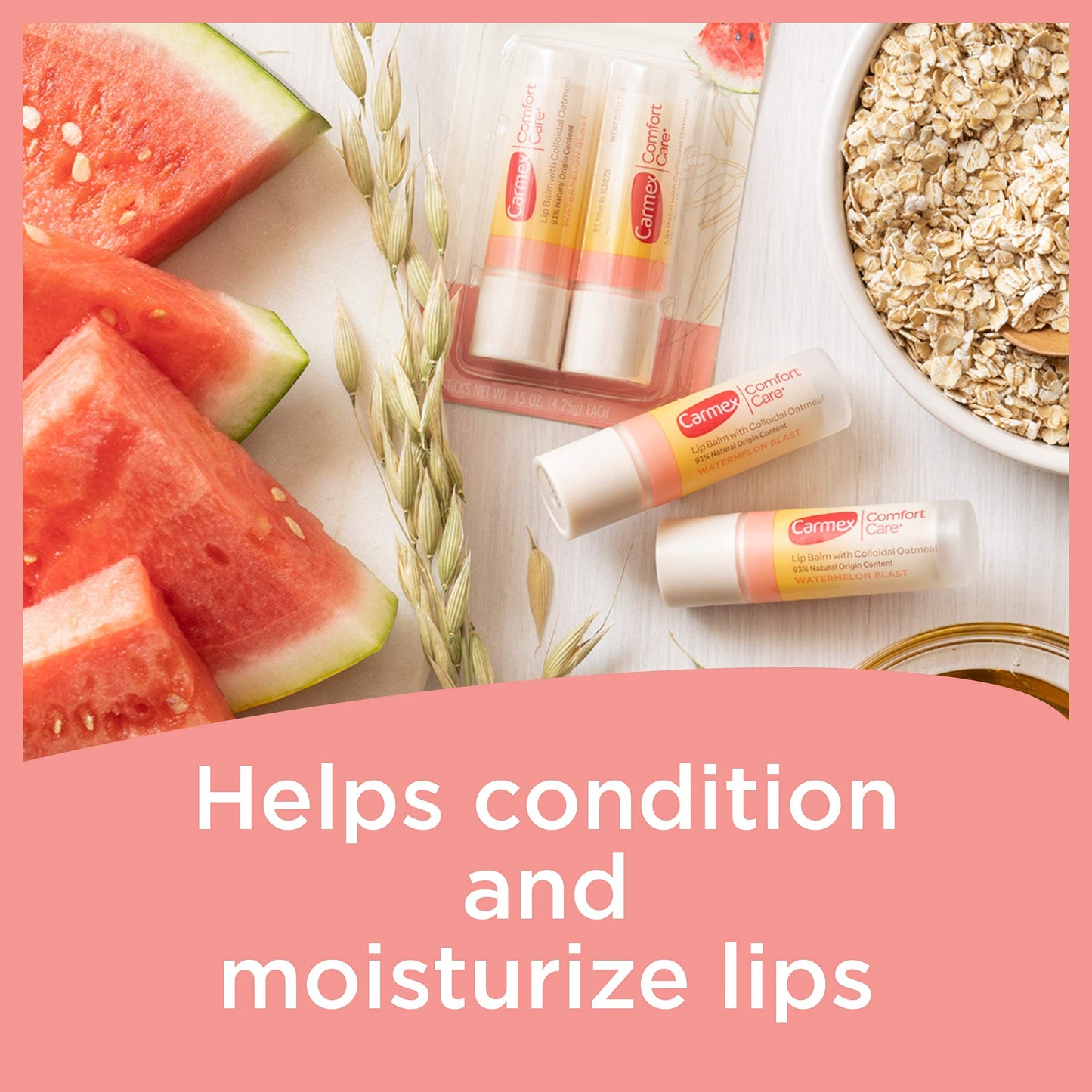Carmex Comfort Care Lip Balm Stick with Colloidal Oatmeal in Watermelon Blast - 0.15 OZ, 2 Count