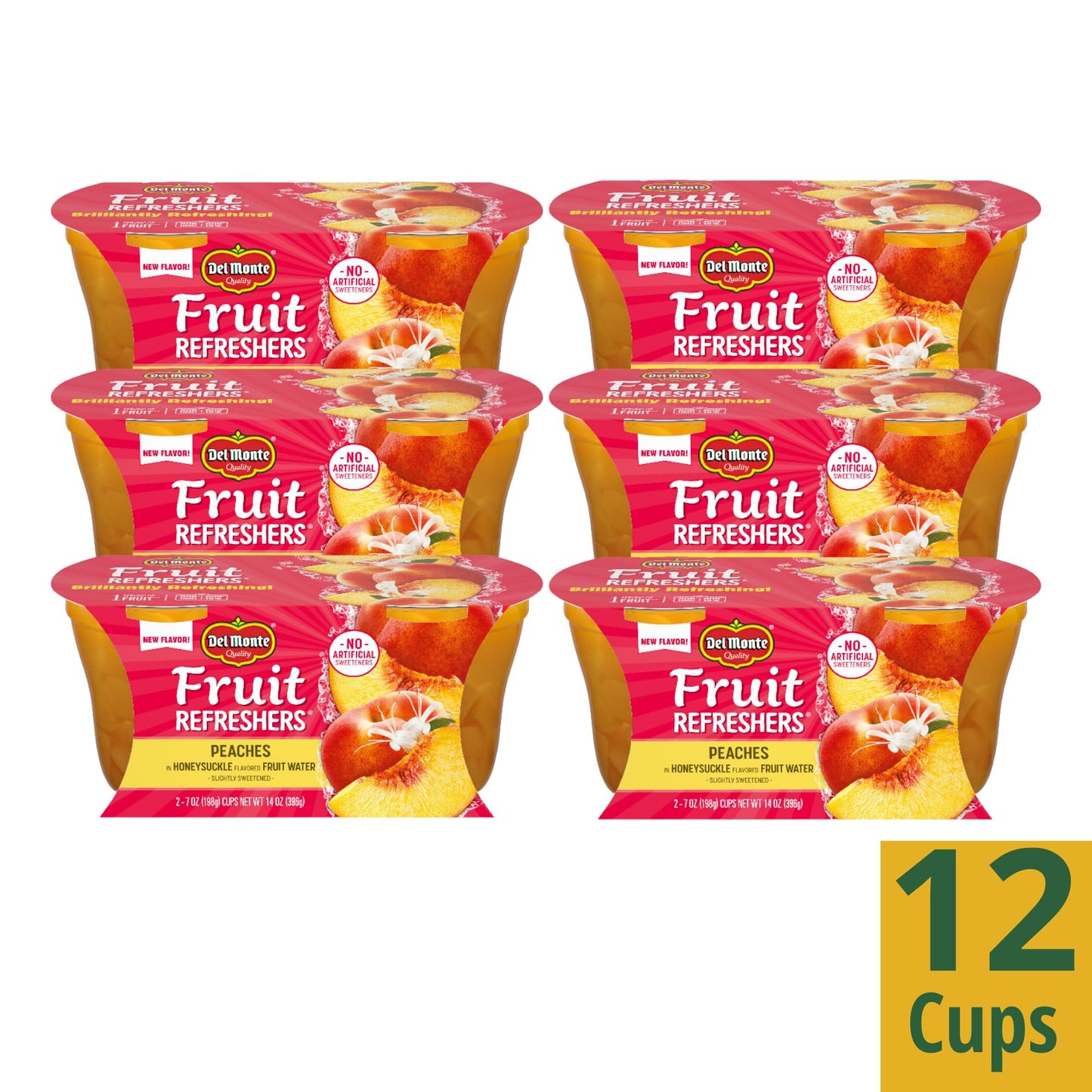 Del Monte Fruit Refreshers Peaches in Honeysuckle Flavored Fruit Water, 7 Ounce - 2 Count (Pack of 6)