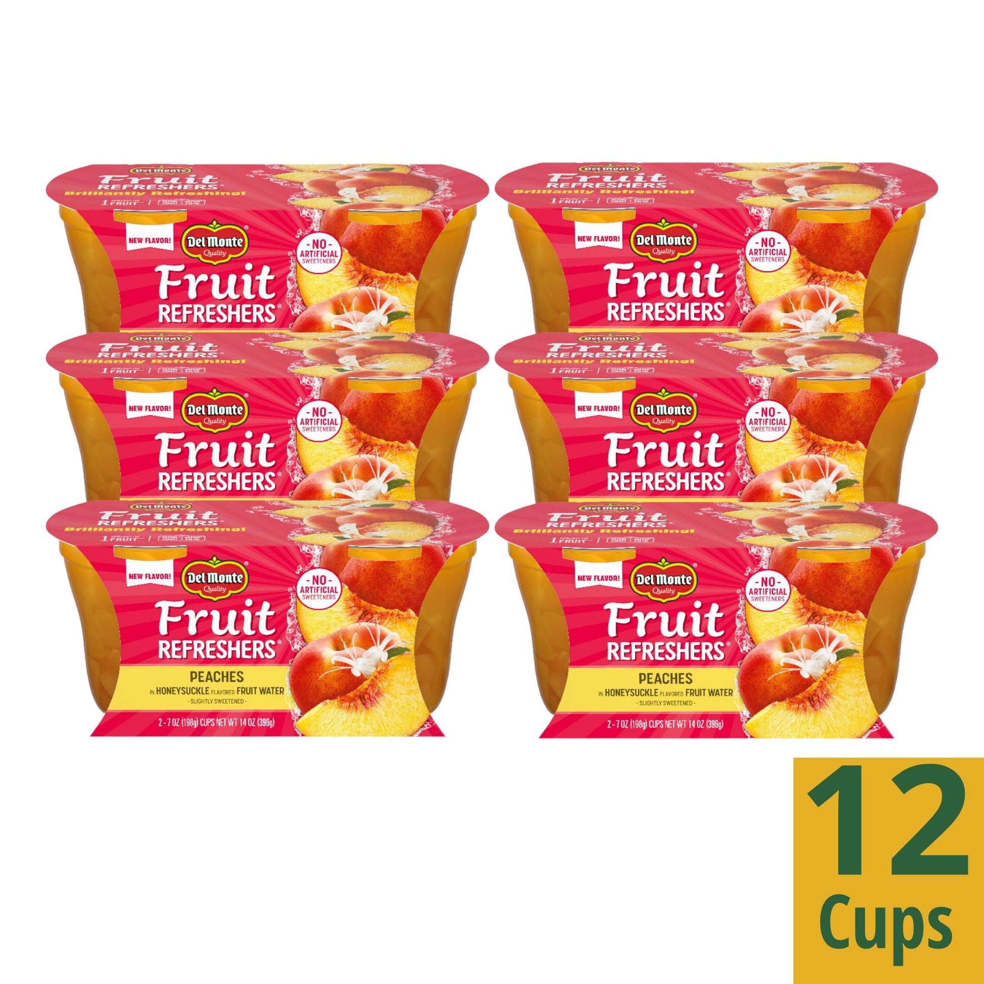 Del Monte Fruit Refreshers Peaches in Honeysuckle Flavored Fruit Water, 7 Ounce - 2 Count (Pack of 6)