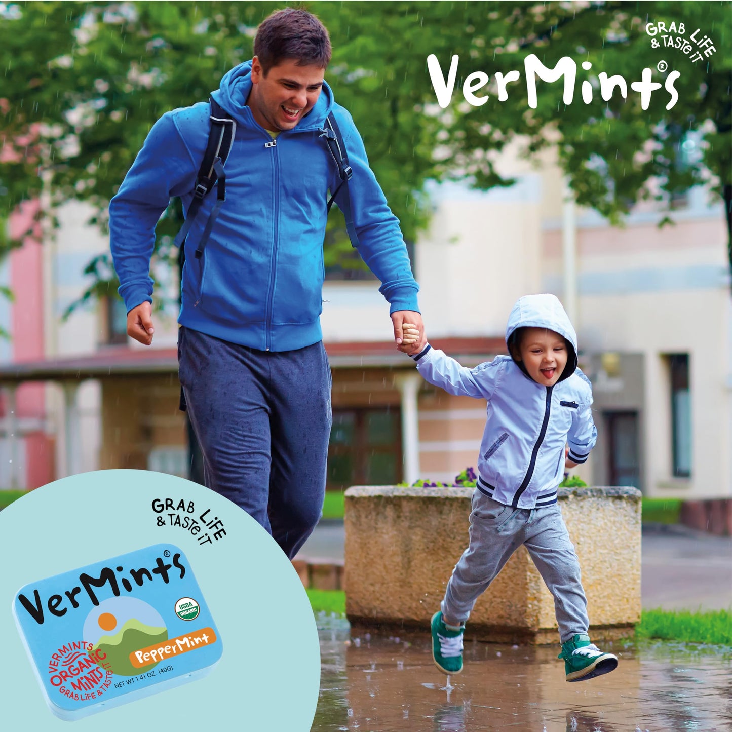 Organic Breath Mints by VerMints, PepperMint Flavor, All Natural, Non-GMO, Nut Free, Gluten Free, Vegan, KSA Kosher, Pack of 6, 1.41oz Tins