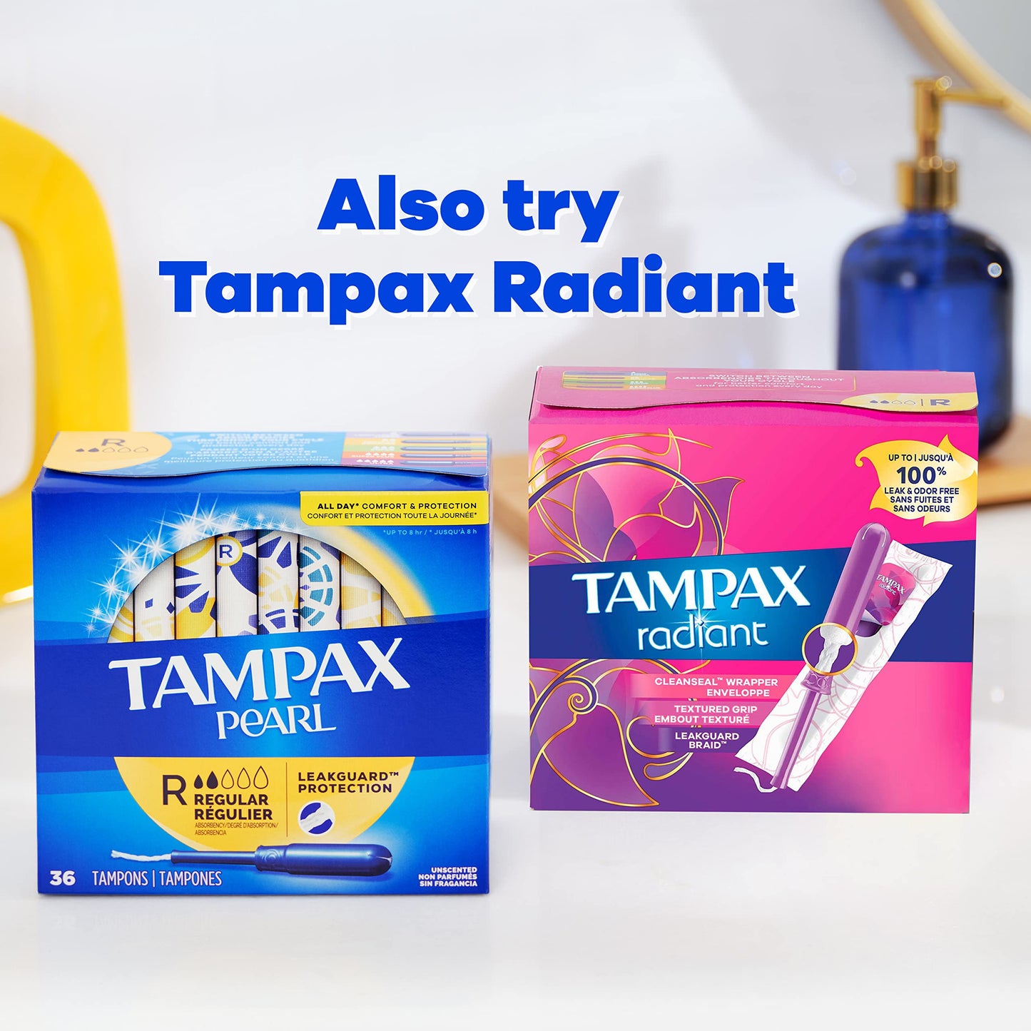 Tampax Pearl Tampons Light Absorbency with BPA-Free Plastic Applicator and LeakGuard Braid, Unscented, 50 Count
