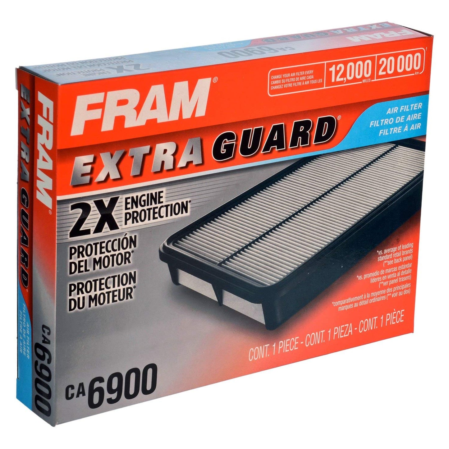 FRAM Extra Guard CA6900 Replacement Engine Air Filter for Select Infiniti and Nissan Models, Provides Up to 12 Months or 12,000 Miles Filter Protection, White