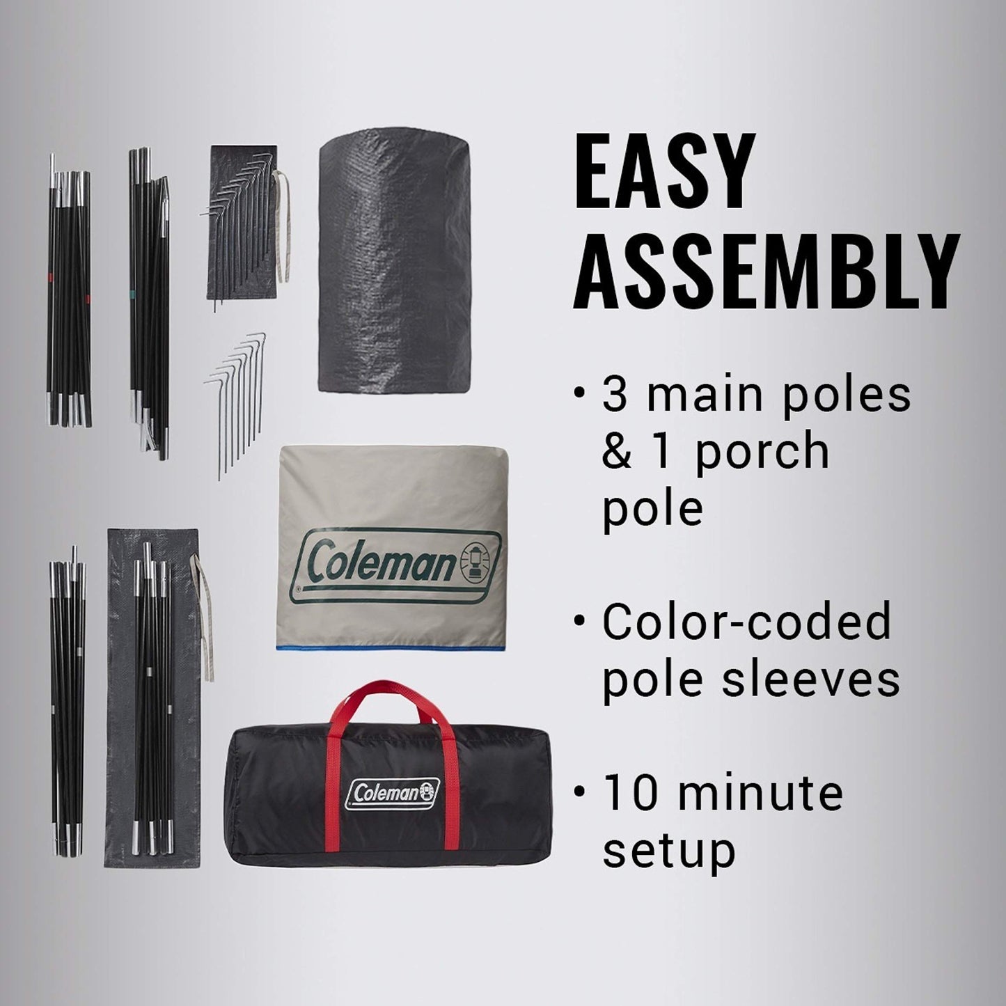 Coleman Cabin Camping Tent with Screened Porch 4/6 Person Weatherproof Tent with Enclosed Screened Porch Option Includes Rainfly Carry Bag Extra Storage and 10 Minute Setup