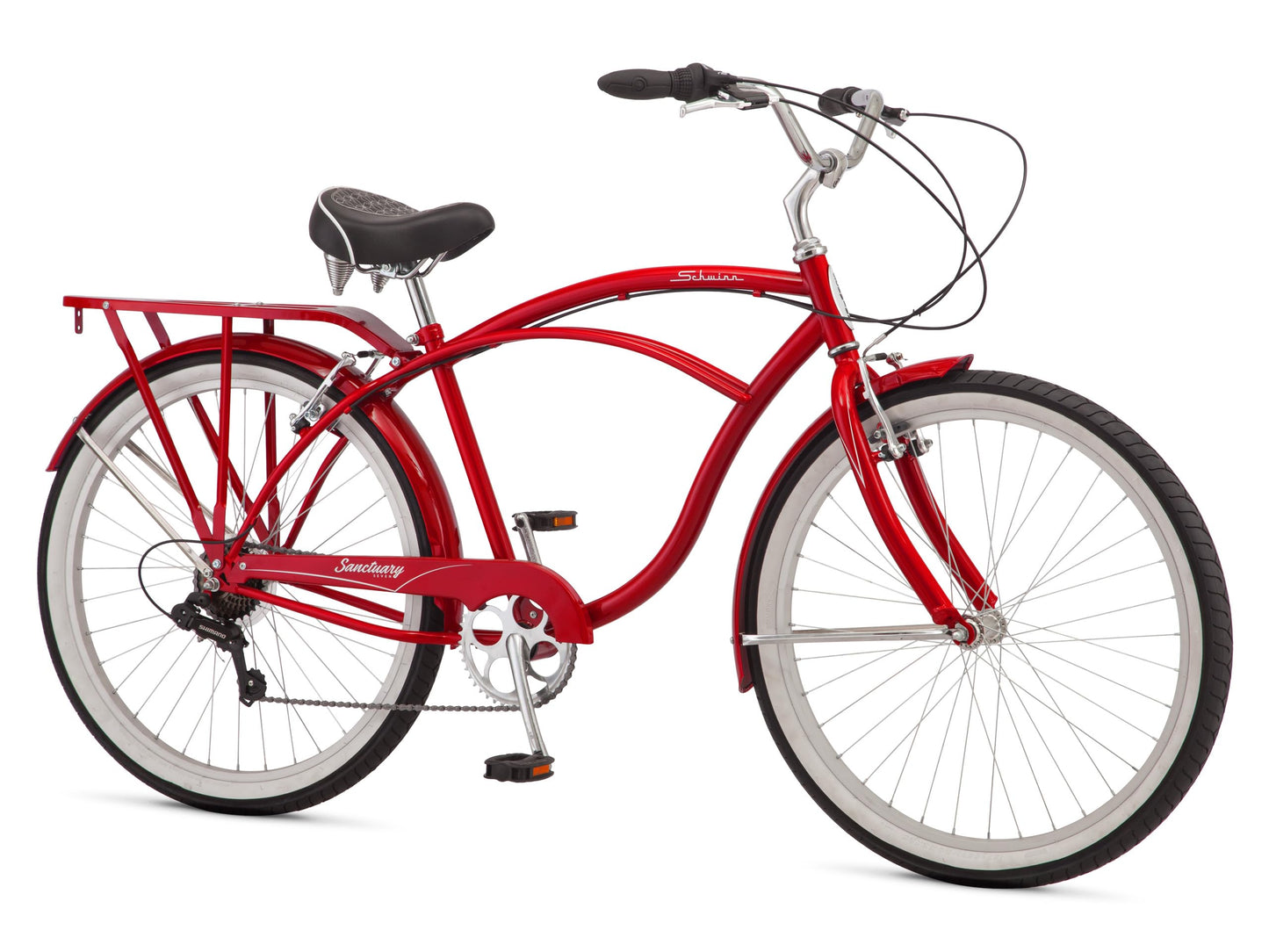 Schwinn Sanctuary 7 Comfort Beach Cruiser Bike for Adult Women Men, 7-Speed Drivetrain in Retro-Styled 18-Inch Steel Step-Over Frame, 26-Inch Wheels, with Front & Rear Fenders, Rear Cargo Rack