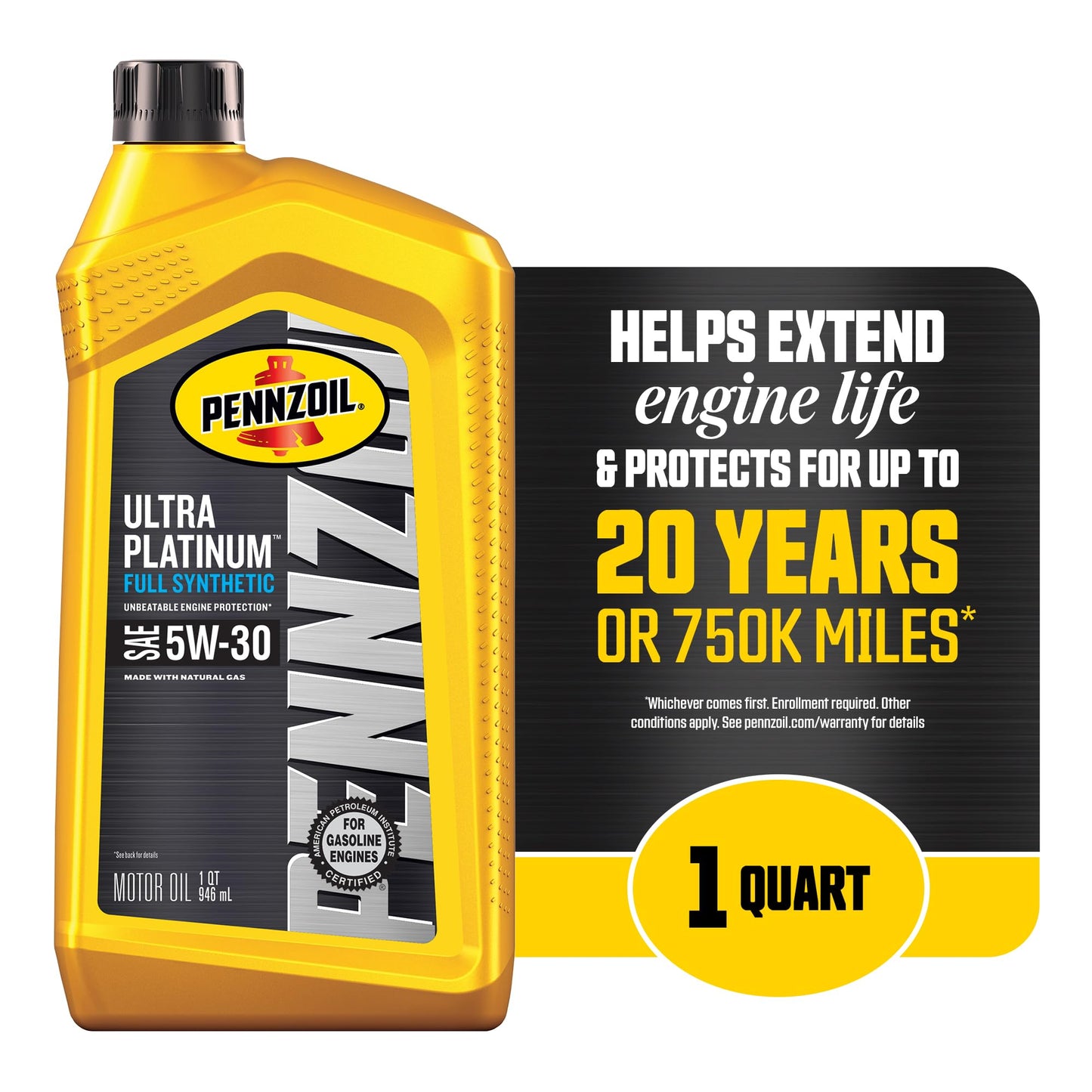 Pennzoil Ultra Platinum Full Synthetic 5W-30 Motor Oil, 1 Quart