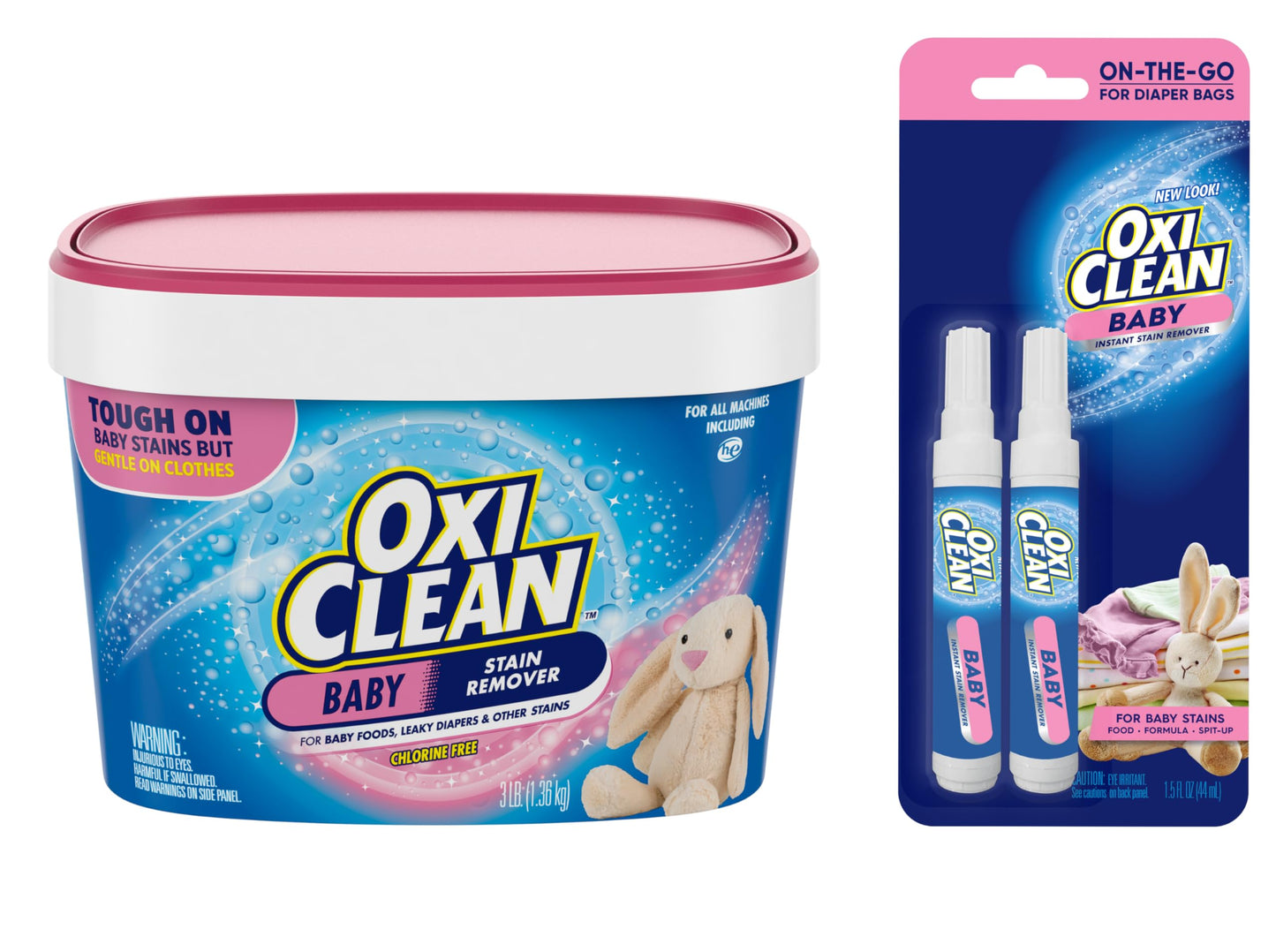 OxiClean Baby Stain Soaker, 3 lb + 2-Pack OxiClean Baby Laundry Stain Remover Pens