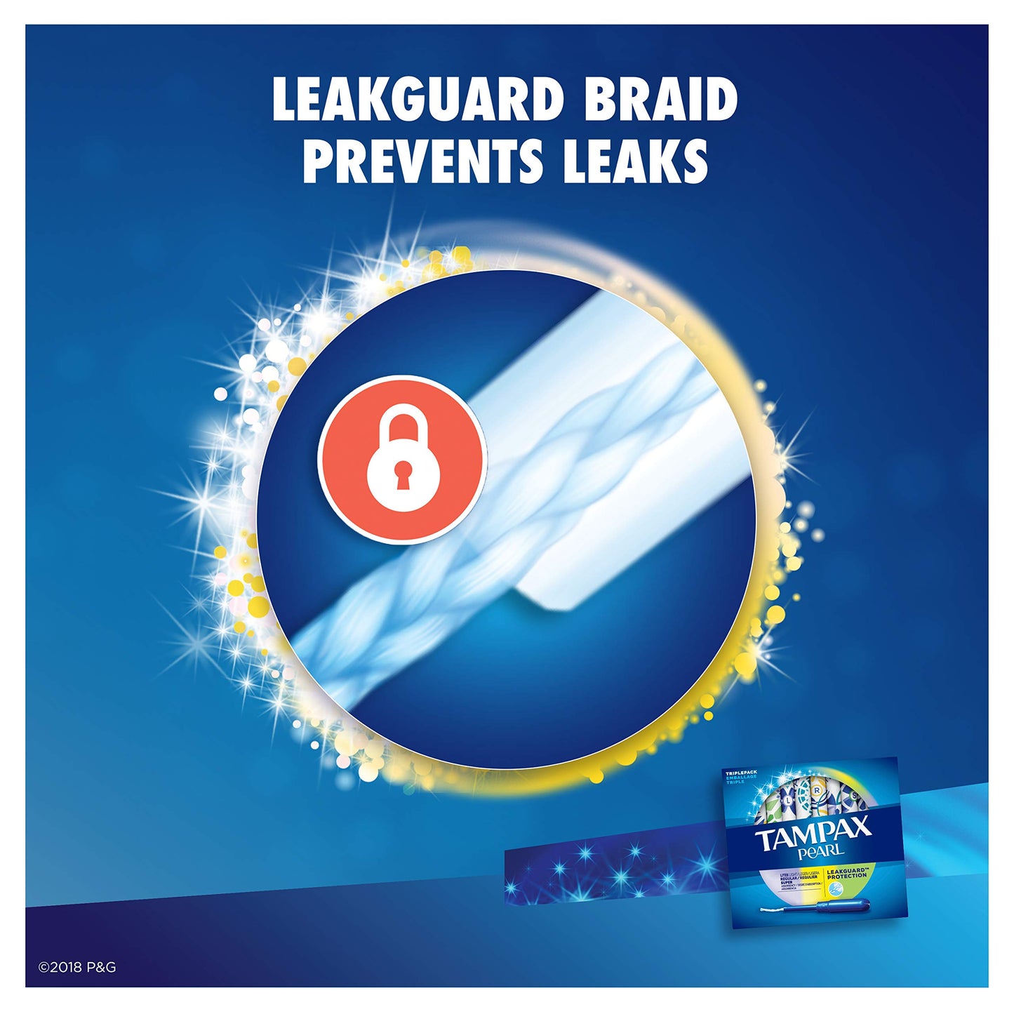Tampax Pearl Tampons, Light/Regular/Super Absorbency with LeakGuard Braid, Triple Pack, Scented, 34 Count