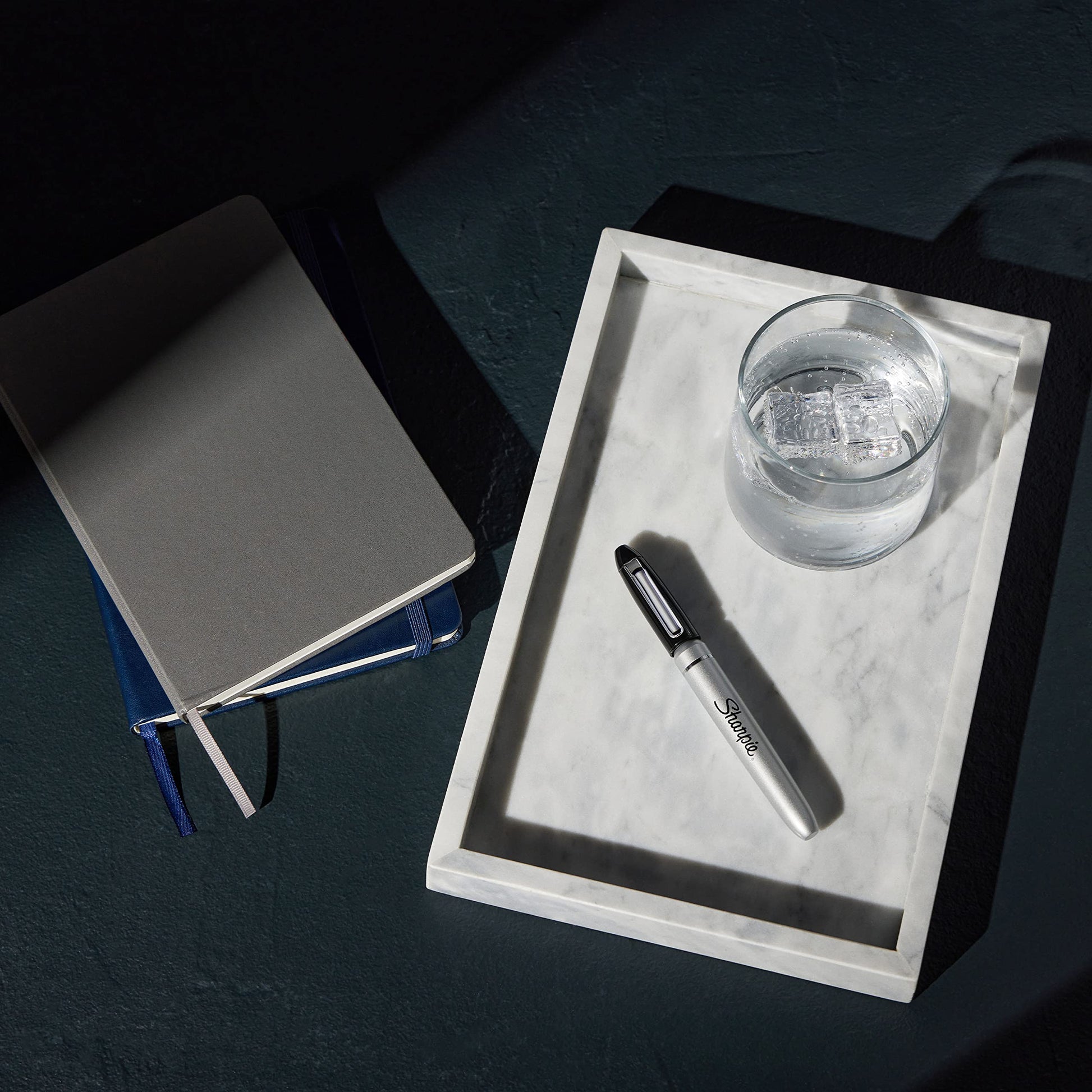 Sharpie Permanent Markers with Stainless Steel Marker Case Fine Point Black 6 Count