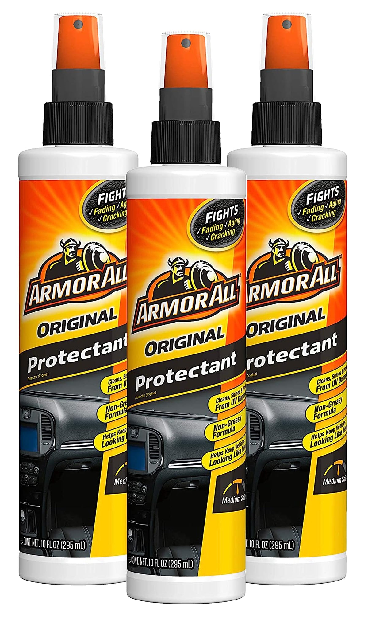 Armor All Interior Car Cleaner Spray Bottle, Protectant Cleaning For Cars, Truck, Motorcycle, Pump Sprayer, 10 Fl Oz, 3 Packs