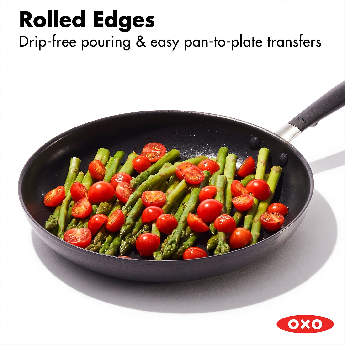 OXO Good Grips 11" Frying Pan Skillet, 3-Layered German Engineered Nonstick Coating, Stainless Steel Handle with Nonslip Silicone, Induction Suitable, Black