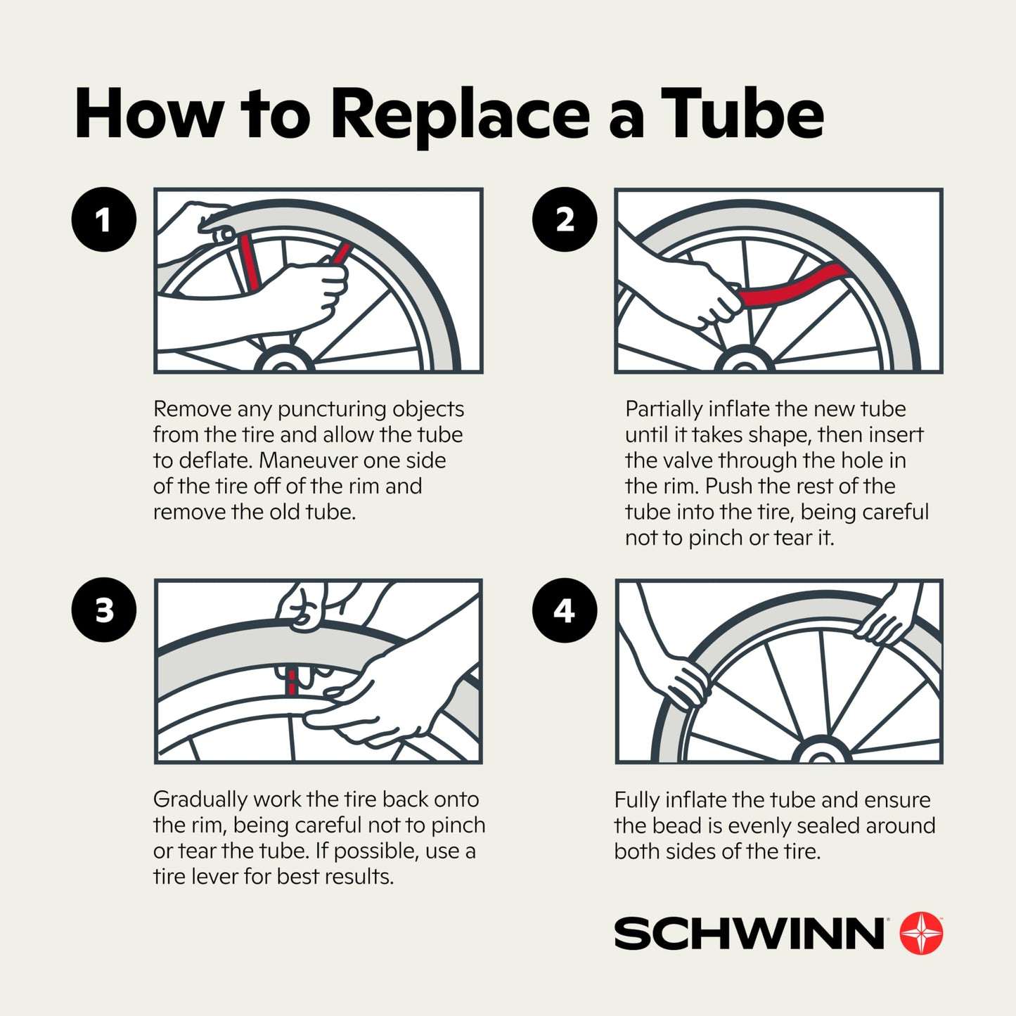 Schwinn Replacement Bike Tire Tube, 26 x 1.75-2.125 inch Bike Inner Tube, Self Sealing, Schrader Valve, Durable Construction, Replacement for 26” Mountain or Cruiser Bicycle Tires