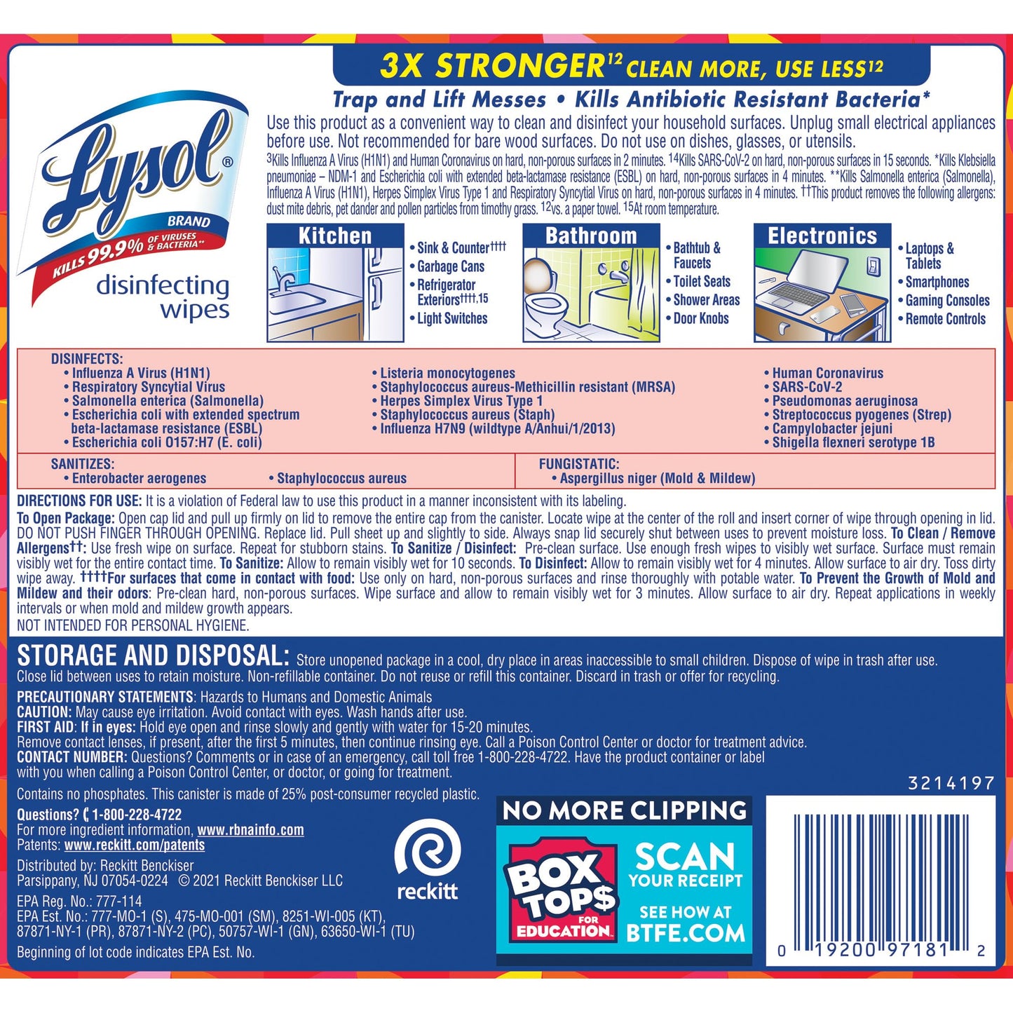Lysol Disinfecting Wipes, Mango & Hibiscus, Pack of 6, 80ct
