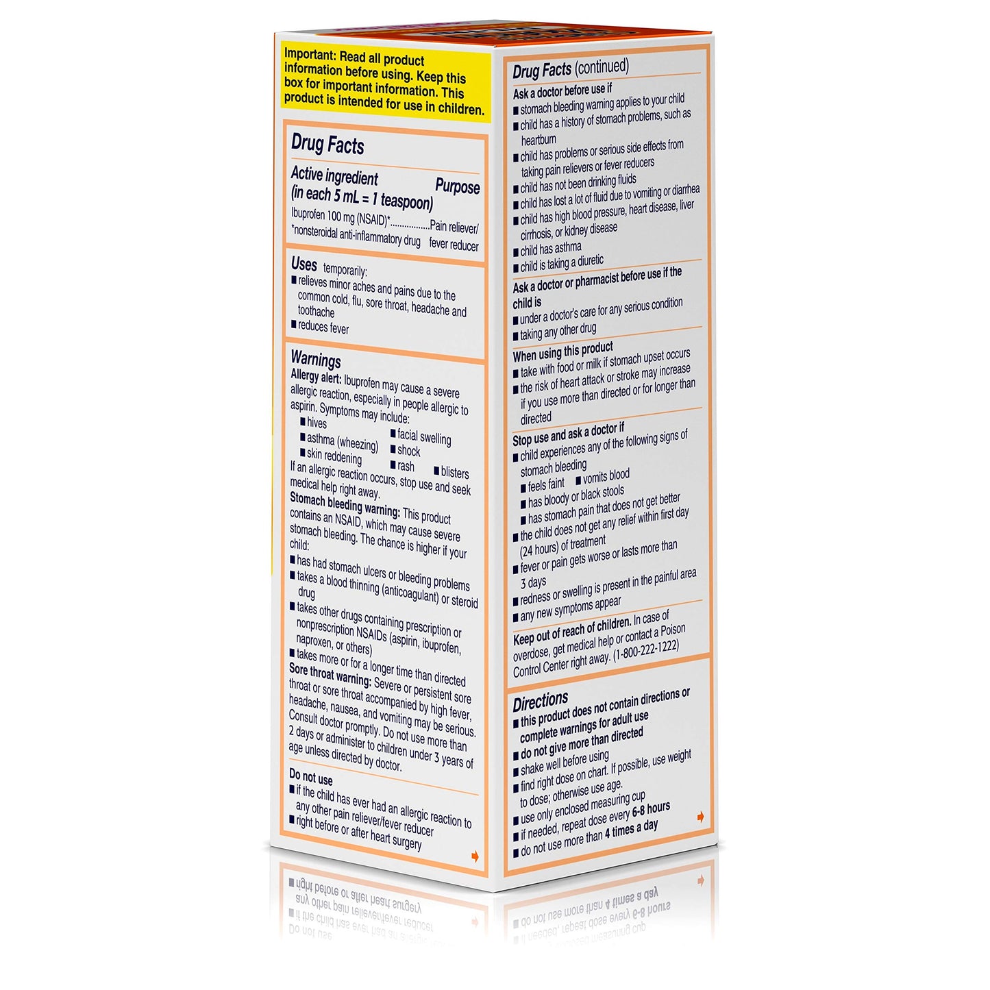 Motrin Children's Oral Suspension Dye-Free, Ibuprofen, Fever Reducer, Berry, 4 Fl.Oz