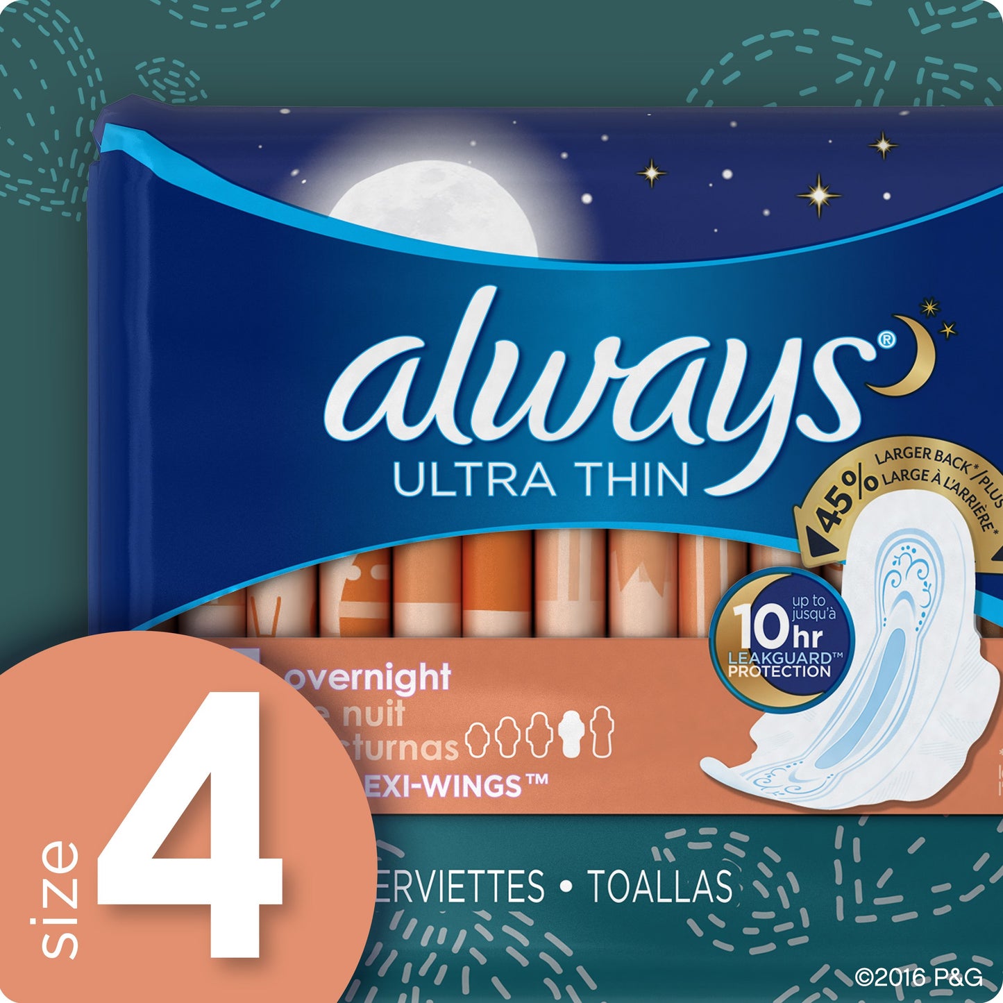 Always Pads Ultra Thin Size 4-28 Count Overnight (3 Pack)