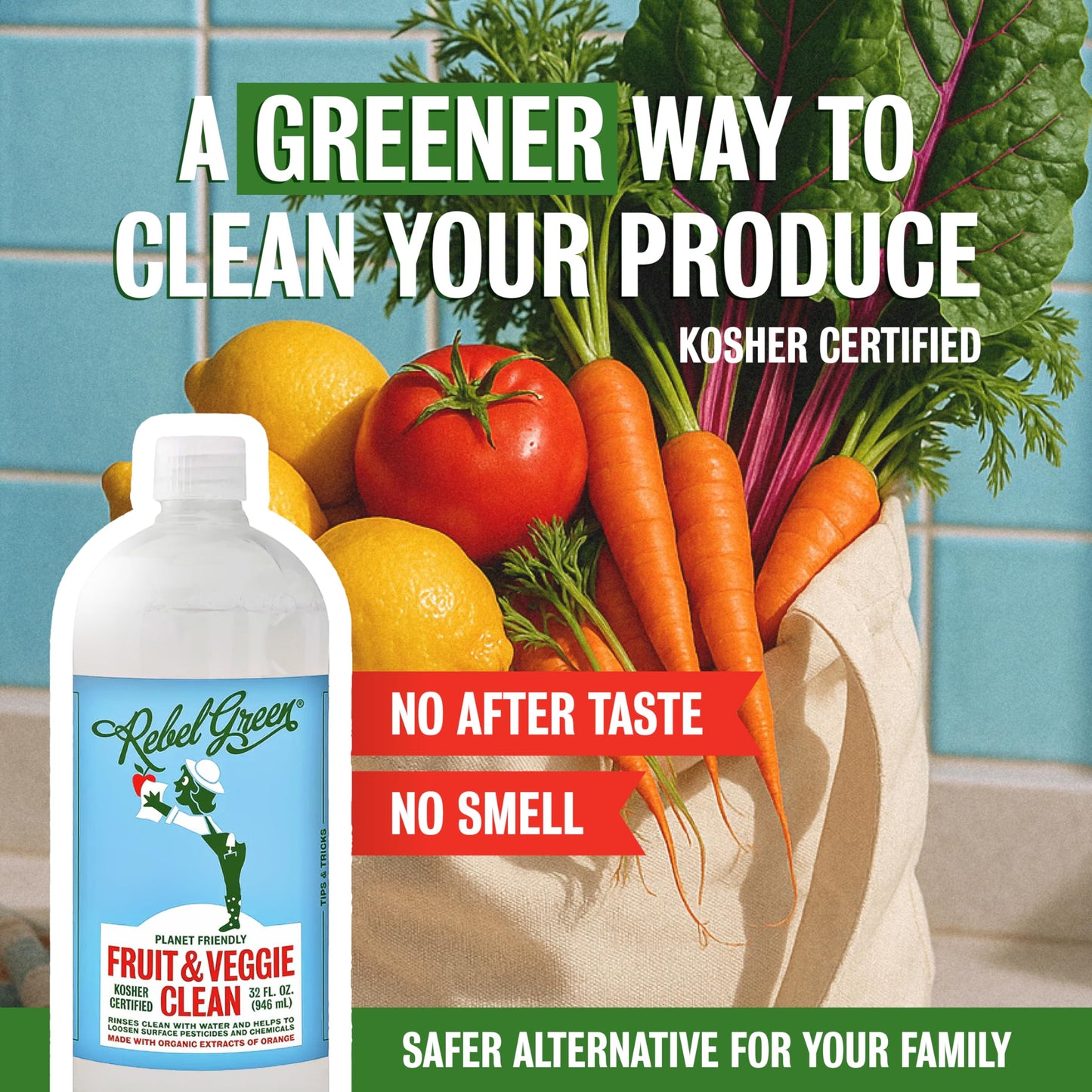 Rebel Green Fruit and Veggie Wash, Natural Fruit and Vegetable Produce Cleaner