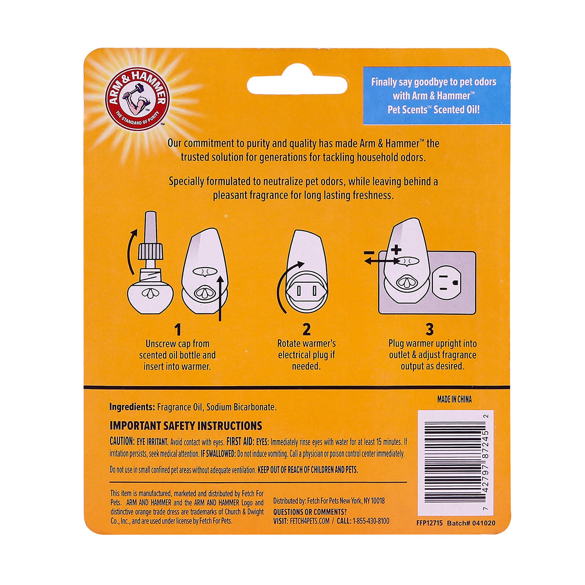 Arm & Hammer For Pets Scents Plug-in Scented Oil Refills in Fresh Breeze Scent Air Freshener Refills, Room Deodorizer for Homes with Pets (Pack of 30, 60 Count Total