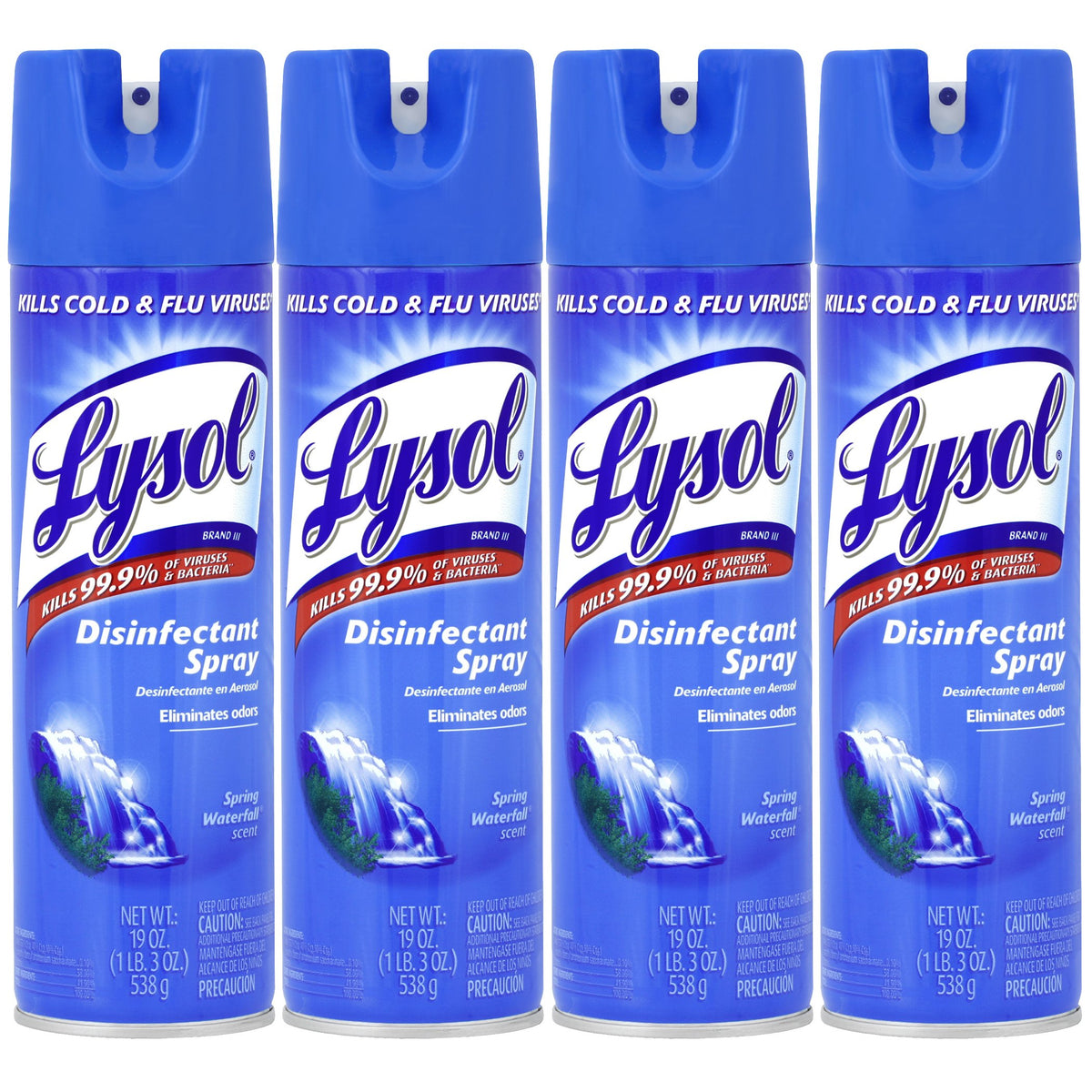 Lysol Disinfectant Spray, Spring Waterfall, 19 oz(Pack of 4)
