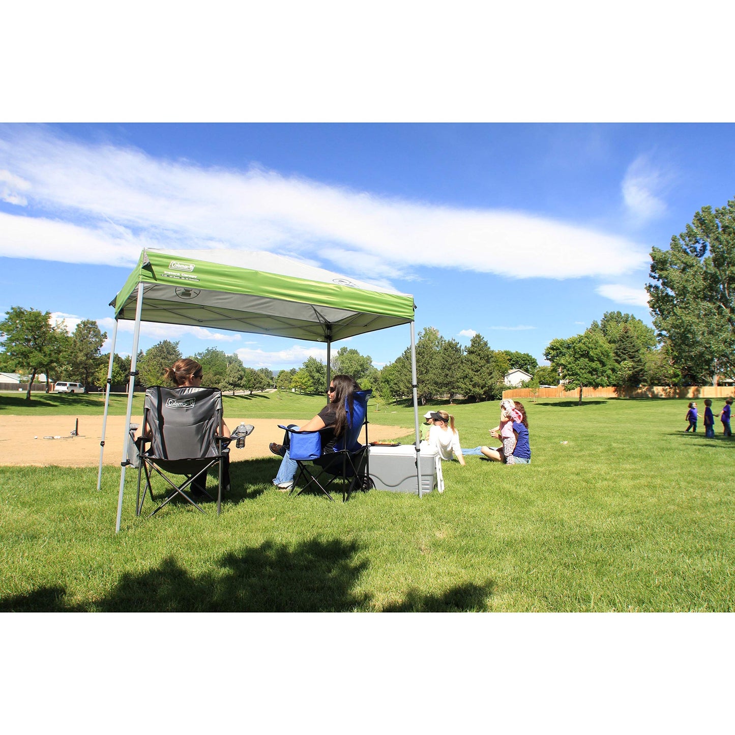 Coleman Canopy Sun Shelter with Instant Setup, Sun Shelter with Wheeled Carry Bag Sets Up in About 3 Mins, 7x5ft, 10x10ft, or 12x12ft Canopy for Sporting Events, Tailgating, Camping, & More