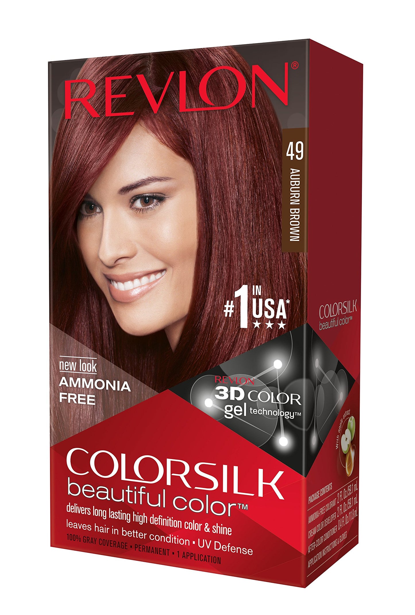 Revlon Colorsilk Haircolor, Auburn Brown, 1 Application (Pack of 3)