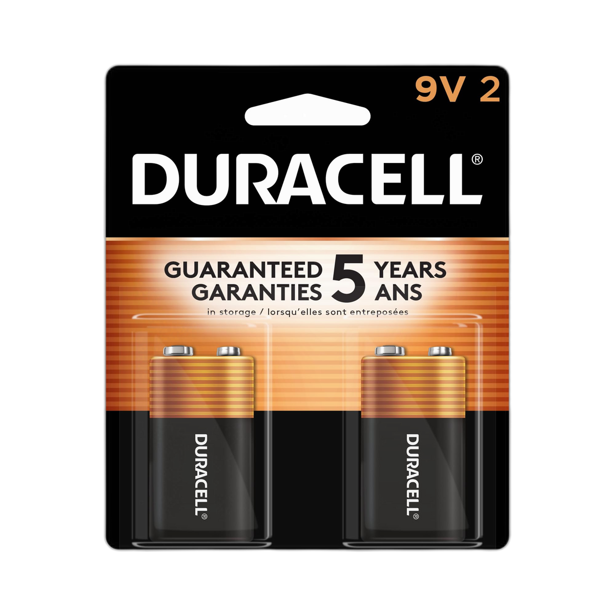 Duracell Coppertop 9V Battery, 2 Count Pack, 9-Volt Battery with Long-lasting Power, All-Purpose Alkaline 9V Battery for Household and Office Devices