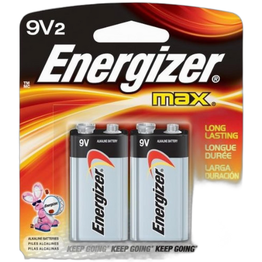 Energizer MAX 9V Batteries (2 Pack), 9 Volt Alkaline Batteries