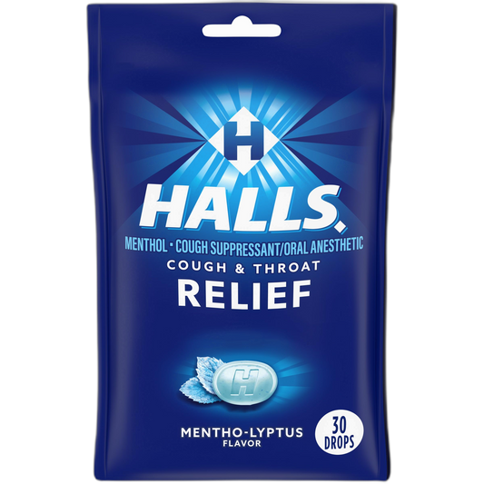 HALLS Relief Mentho-Lyptus Cough Drops, 30 Drops