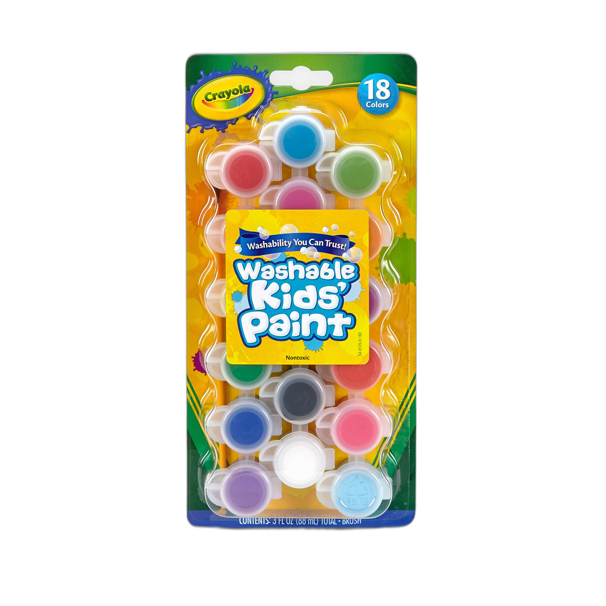 Crayola Washable Kids Paint Set & Paintbrush, Painting Supplies, 18 Count