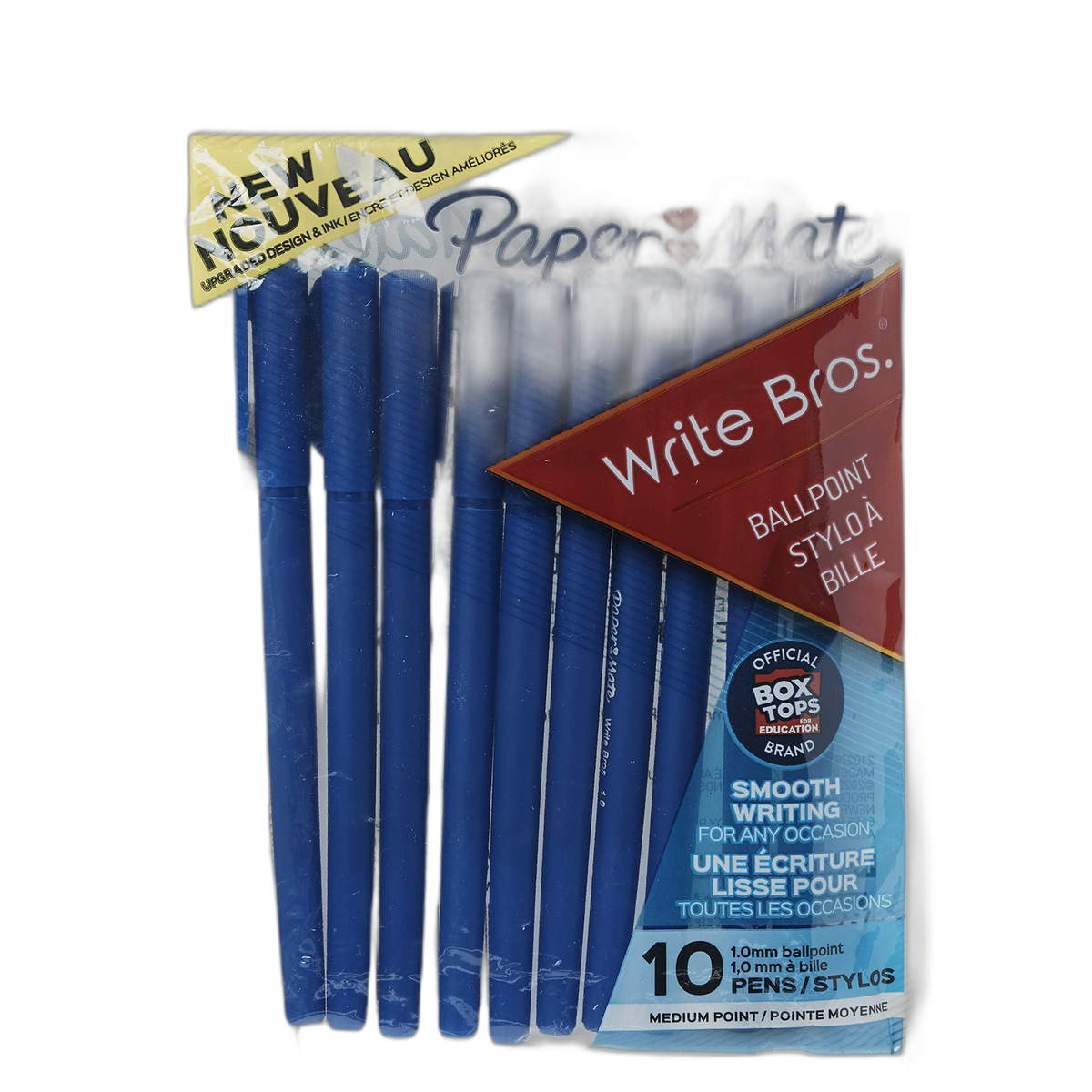 Paper Mate Write Bros Ballpoint Pens, Medium Point (1.0mm), Blue, 10 Count