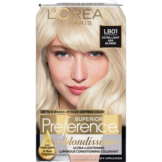 L'Oréal Paris Superior Preference Fade-Defying + Shine Permanent Hair Color, LB01 Extra Light Ash Blonde, Hair Dye Kit (Pack of 1)