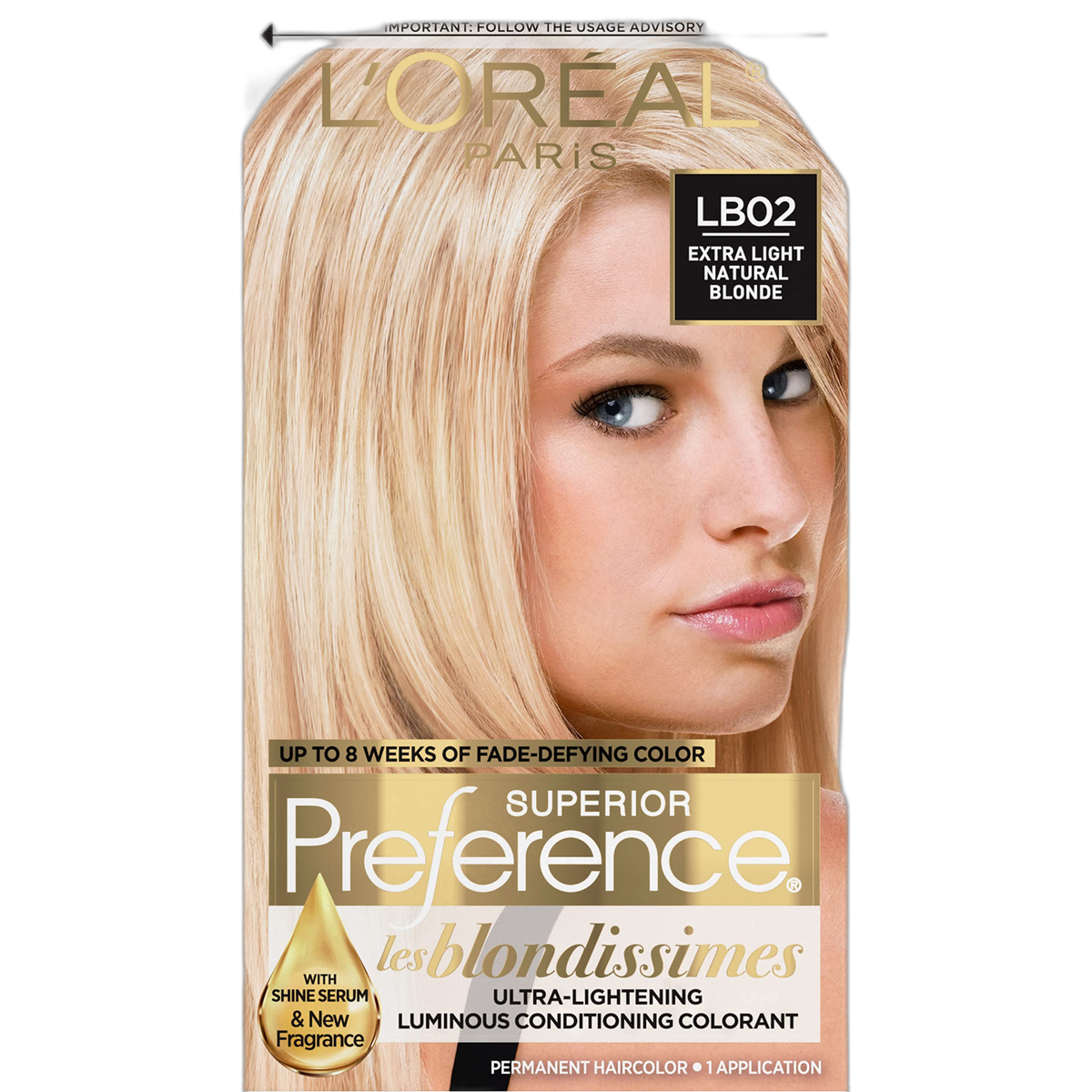 L'Oreal Paris Superior Preference Fade-Defying + Shine Permanent Hair Color, LB02 Extra Light Natural Blonde, Pack of 1, Hair Dye