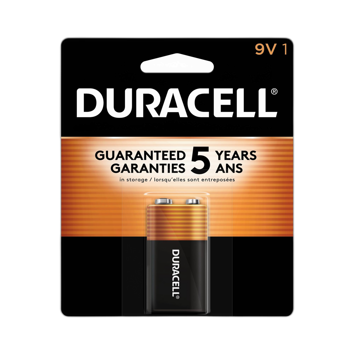 Duracell Coppertop 9V Battery, 1 Count Pack, 9-Volt Battery with Long-lasting Power, All-Purpose Alkaline 9V Battery for Household and Office Devices
