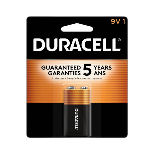 Duracell Coppertop 9V Battery, 1 Count Pack, 9-Volt Battery with Long-lasting Power, All-Purpose Alkaline 9V Battery for Household and Office Devices
