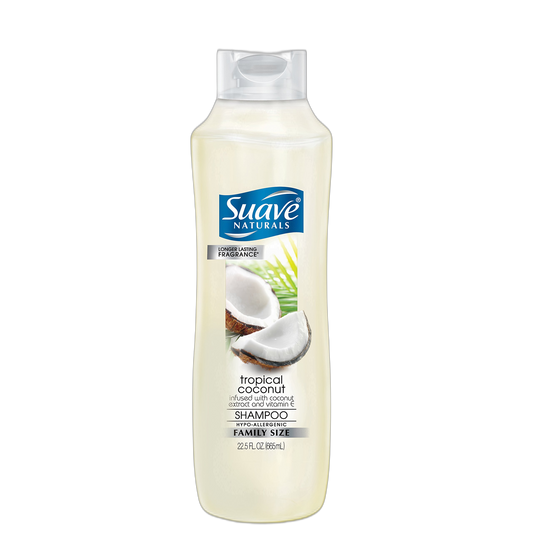 Suave Tropical Coconut Shampoo, Family-Size – Nourishing Formula for Dry Hair with Coconut Extract & Vitamin E, 22.5 Oz