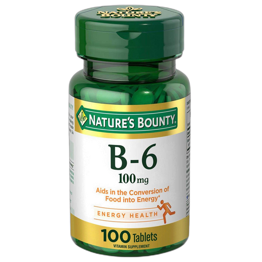 Nature's Bounty Vitamin B6 100mg Tablets - Supports Energy Metabolism & Nervous System Health, 100 Ct