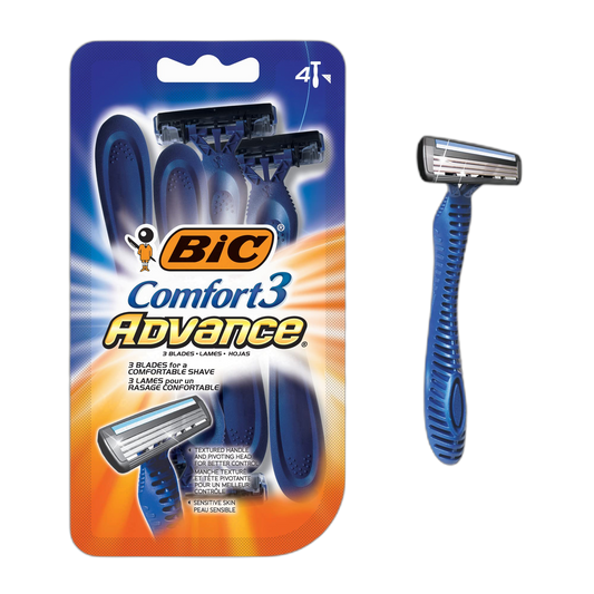 BIC Comfort 3 Advance Disposable Razors for Men, For an Ultra-Soothing and Close Shave, 4 Count (Pack of 6)