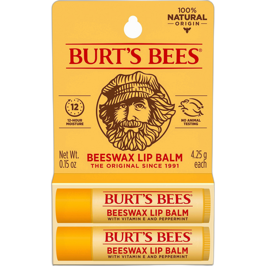 Burt's Bees Lip Balm - Original Beeswax, Lip Moisturizer With Responsibly Sourced Beeswax, Tint-Free, Natural Origin Conditioning Treatment, 2 Tubes, 0.15 oz.