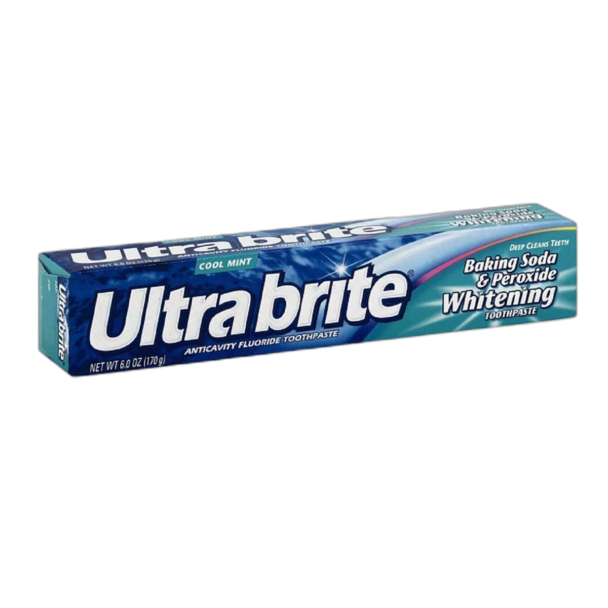 UltraBrite Baking Soda & Peroxide Whitening Anticavity Fluoride Toothpaste, Cool Mint (170 g), Cool White
