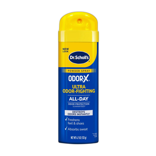 Dr. Scholl's ODOR-X ULTRA ODOR-FIGHTING POWDER SPRAY, 4.7 oz // Destroys Odors Instantly - All-Day Odor Protection - Freshens Feet & Shoes