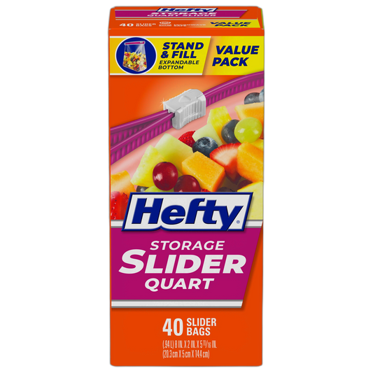 Hefty Slider Storage Bags, Quart Size, 40 Count